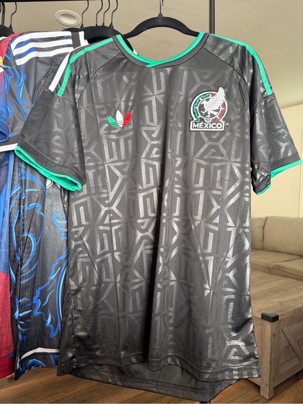 adidas Mexico Black Jersey with Green Trim